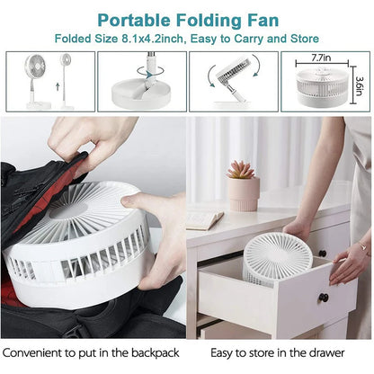 Foldable Portable Rechargeable Table Electric Fan Mini Usb Charging Office Home Telescopic Fan Low Noise Living Desk Fan