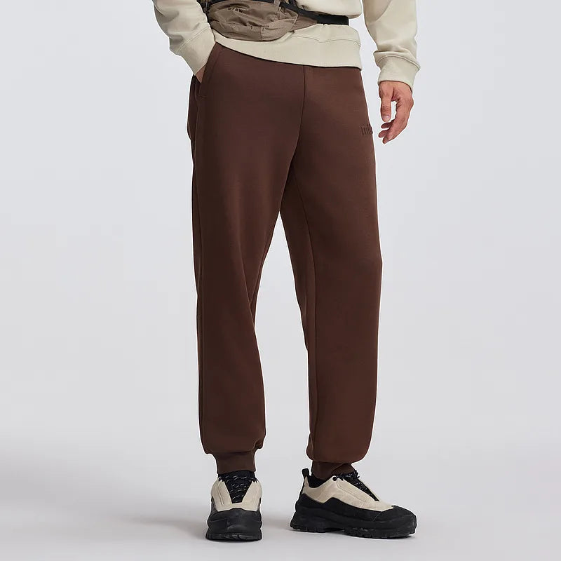 Metersbonwe Men's Fleece-Lined Cargo Joggers Winter Thermal Tapered Pants with Printed Logo Loose Fit Trendy Sports Trousers