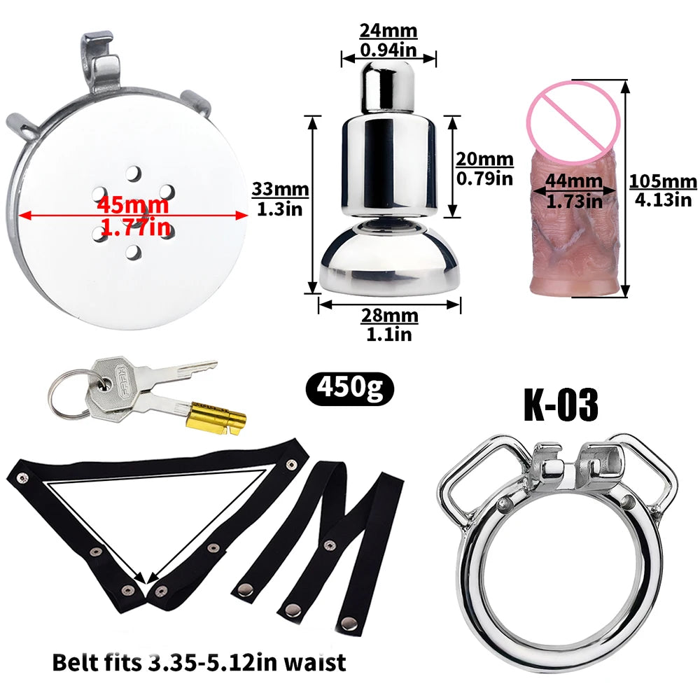 FRKO Flat Inverted Chastity Cage With Detachable Silicone Skin Feeling Dildo Bondage Belt CBT Adlt Games Cocklock Sex Toys Gays
