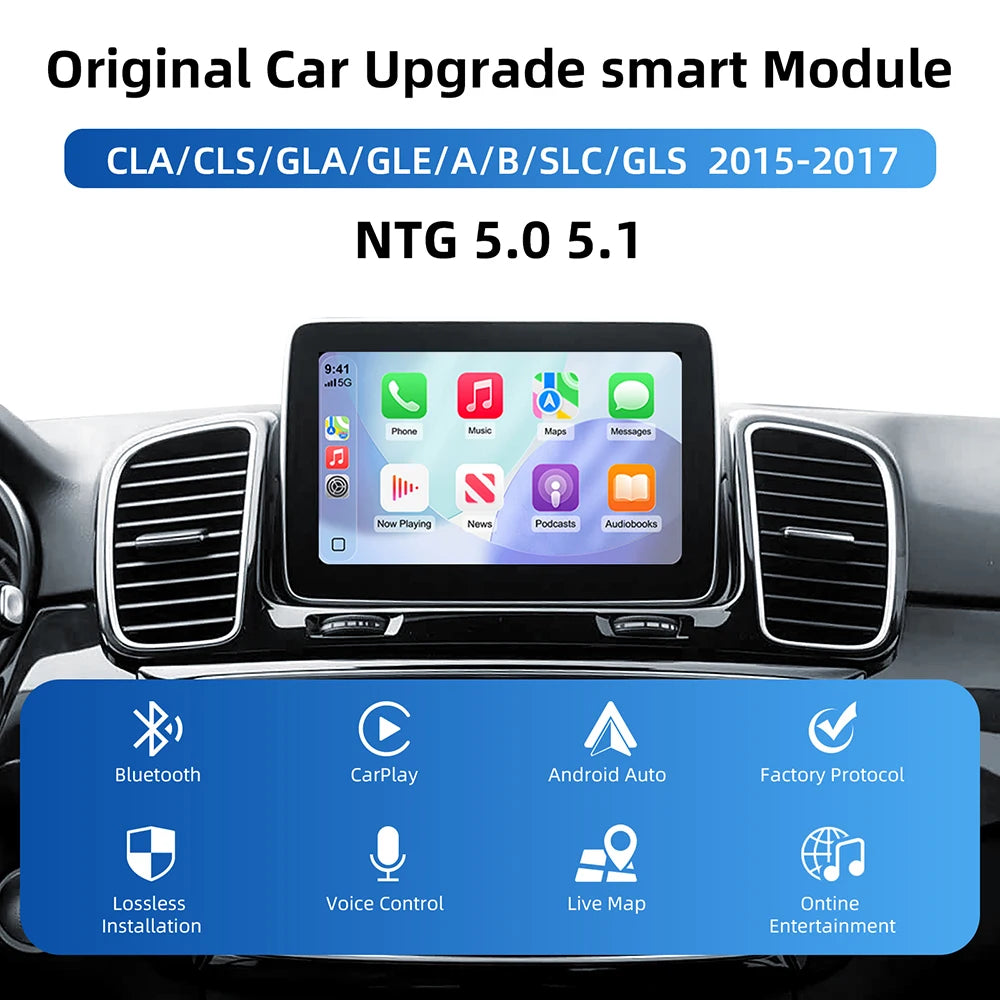 Wireless CarPlay Android Auto Decoder Box CarPlay Interface For Mercedes Benz GLE GLS CLS NTG 5.0 5.1 COMAND System 2014-2017