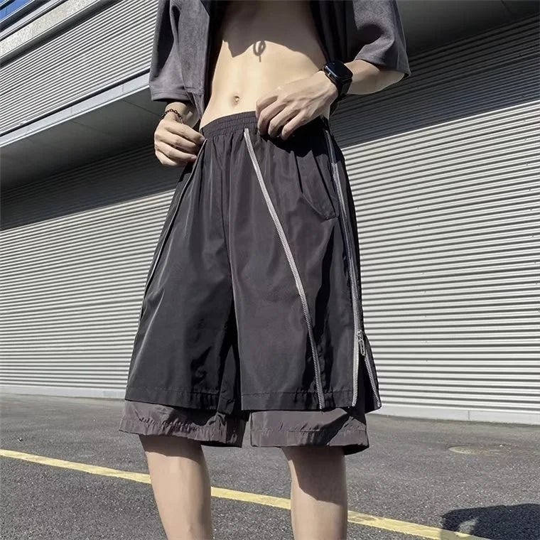 Utility Cargo Shorts Men Summer Military Tactical Zipper Pockets Streetwear Loose Fit Casual Shorts