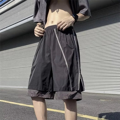 Utility Cargo Shorts Men Summer Military Tactical Zipper Pockets Streetwear Loose Fit Casual Shorts