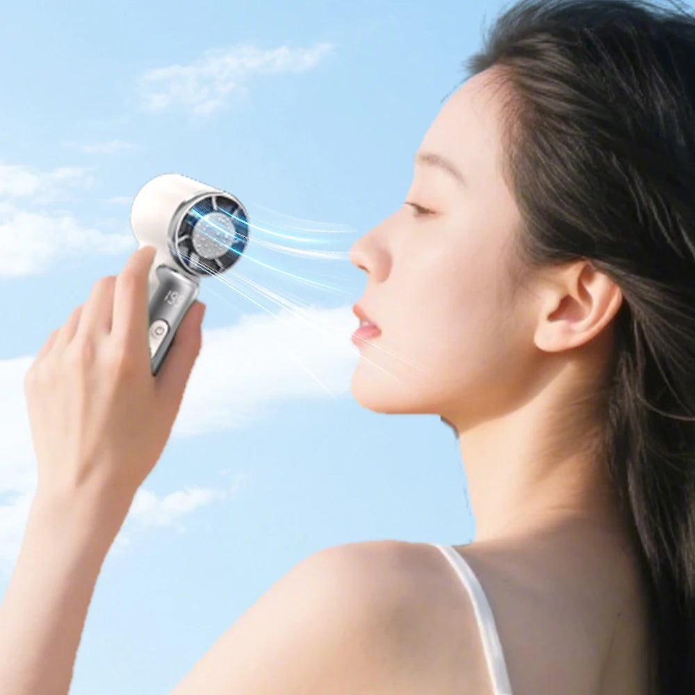 Portable Mini Handheld Turbo Fan 3600mAh LED Display Mini High Speed Handheld Fan, Outdoor Cooling,Desk Fan, Rechargeable Fan