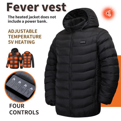 Winter Cold Protection 4-Control 23-Zone Men's Heated Jacket Electric Heated Cotton Coat【Power supply not included】