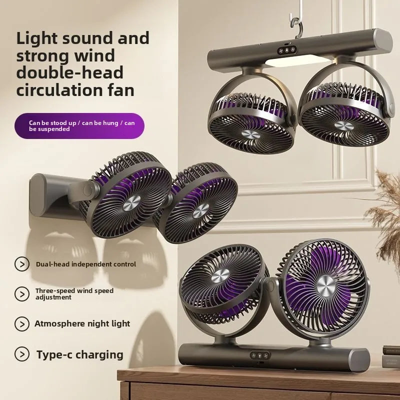 Desktop fan Car vertical hanging Adjustable multi-function double head fan Summer household fan