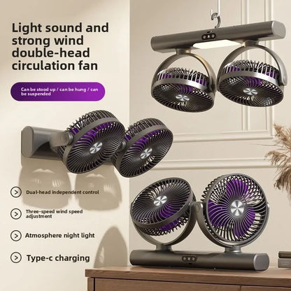 Desktop fan Car vertical hanging Adjustable multi-function double head fan Summer household fan