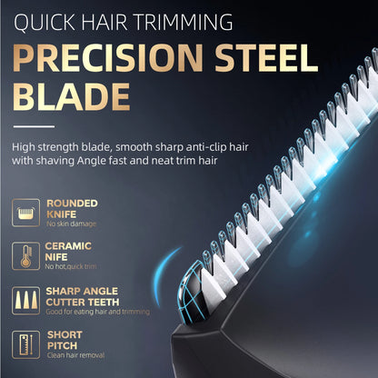 Professional Cordless Hair Clipper Rechargeable Electric Trimmer with Charging Stand USB Beard Hair Cutting Machine for Men
