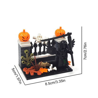 MOC Halloween Haunted House Building Block Toy Set DIY Assembly Horror Cemetery Scene Building Combination Party Decoration Gift