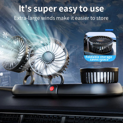 3-Head 5V USB Car Fan with 3 Adjustable Speeds Cooling Auto Cooler Air Ventilation System with Wind Regulation Car Accessories