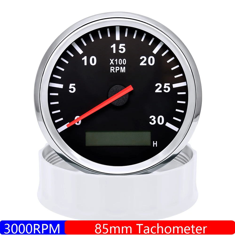 85mm Tachometer 3000RPM With Hourmeter Truck Car Boat Diesel Engine Tacho Meter RPM Gauge M18 / M16 Car Boat Tachometer Sensor