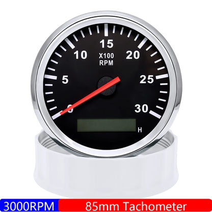 85mm Tachometer 3000RPM With Hourmeter Truck Car Boat Diesel Engine Tacho Meter RPM Gauge M18 / M16 Car Boat Tachometer Sensor