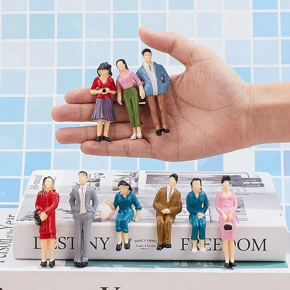Model Miniature 1:87 HO Scale Architectural Painted Models Human Scale Model ABS Plastic People Figures Random Poses 50/100Pcs