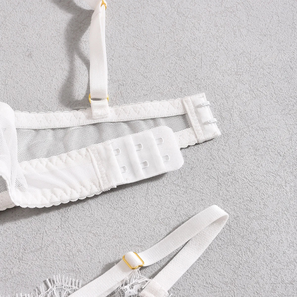 Ellolace Solid Lingeries Sexy Hot Elegant Bra Belt Thong 3PC with Leg Circles Cute Intimate Seductive Lace Tempted Underwear