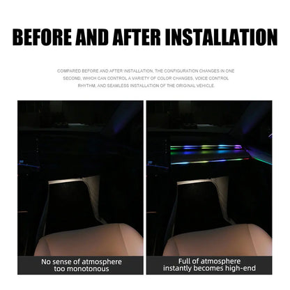 KEVANLY Car Ambient Lights 10 in 1 Footwell Universal RGB Atmosphere Lamps USB APP Remote Cigar Lighter for Tesla Model 3 Y S X