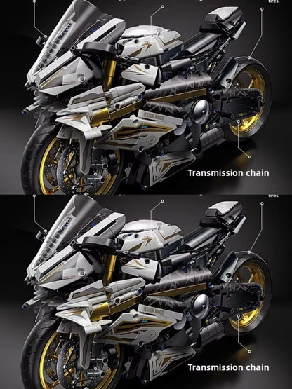 Platinum BMW Motorcycle Mechanical Racing Children's Toys Puzzle Assembled Building Block Model Ornaments Boy Gift