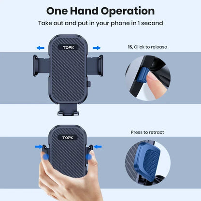 TOPK Car Phone Holder Mount Upgraded Stainless Steel Hook Cell Phone Holder for Car Air Vent Mag-Safe Compatible All Phones