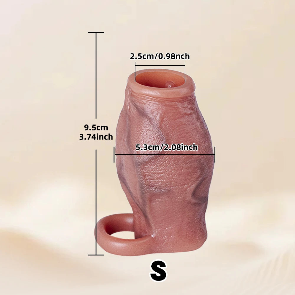 Open-Head Penis Sleeve with Round Granular Beads Dots-Silicone Male Delay Lock Sperm Ejaculation Reusable Cock Extender Sex Toy