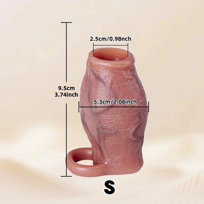Open-Head Penis Sleeve with Round Granular Beads Dots-Silicone Male Delay Lock Sperm Ejaculation Reusable Cock Extender Sex Toy