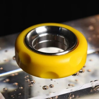 Ring Cheese EDC Fidget Toy, Ratchet Push Slider Ring, POM Stainless Steel Hand Spinner, Adult Stress Relief Fidget Ring