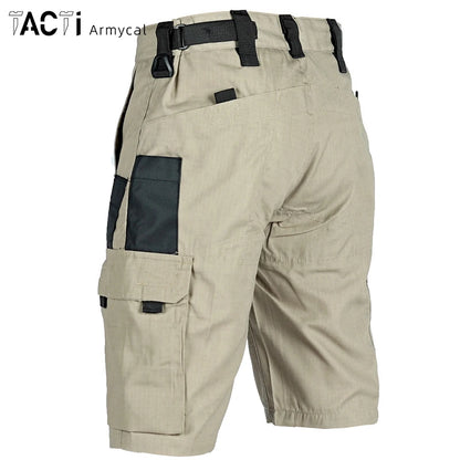 Summer Tactical Shorts Men Quick Dry Cargo Shorts Multi-Pocket Wear-Resistant Waterproof Short Trousers Outdoor Hiking Fishing