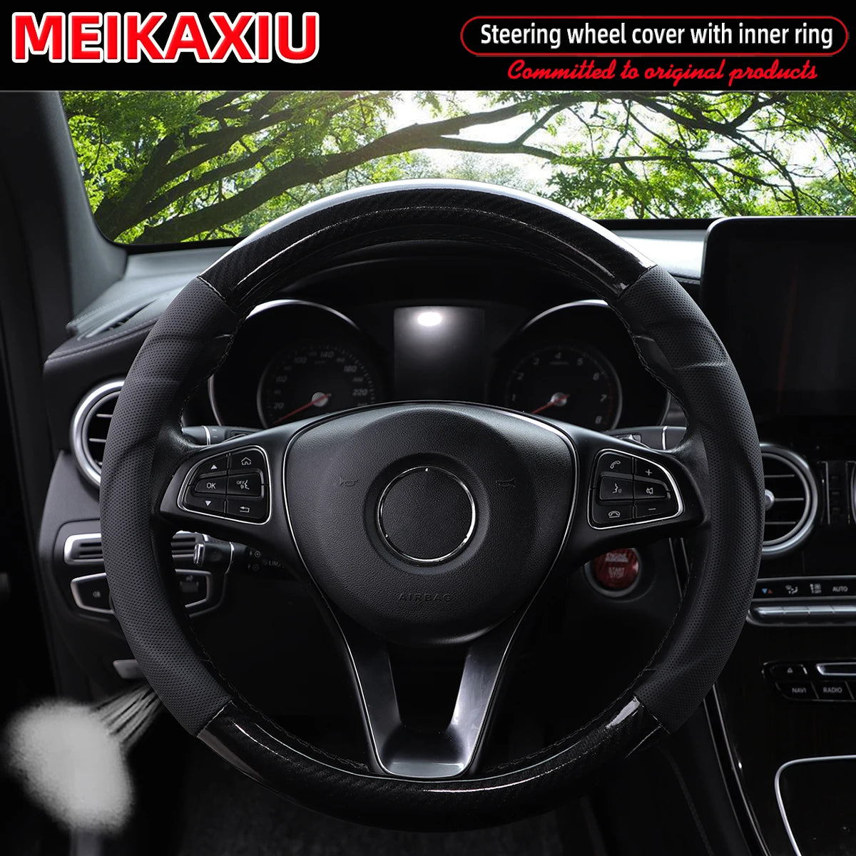 1 crystal carbon fiber three-dimensional lamb skin breathable skin car with inner ring steering wheel cover for women