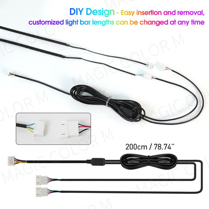 Vgetting 140/55.1inch Car Ambient Lights 2in1 Universal LED Symphony RGB Atmosphere Lamp USB APP Remote for Tesla Model 3 Y S X