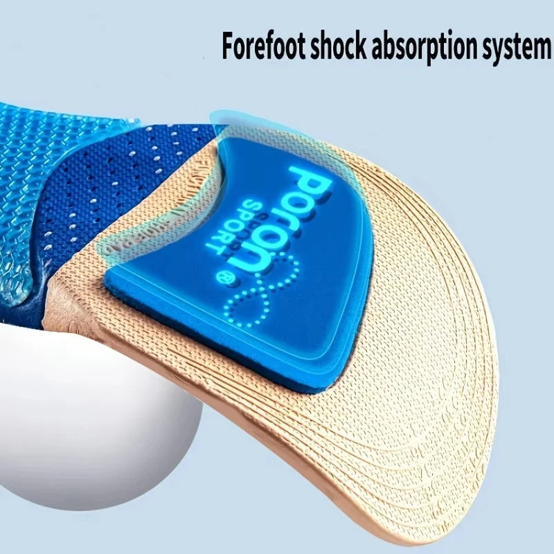 New Comfortable Arch Support Shoe Pads Elastic Sports Insoles Men's Shock Absorbing Breathable Insole 1Pair/2Pair