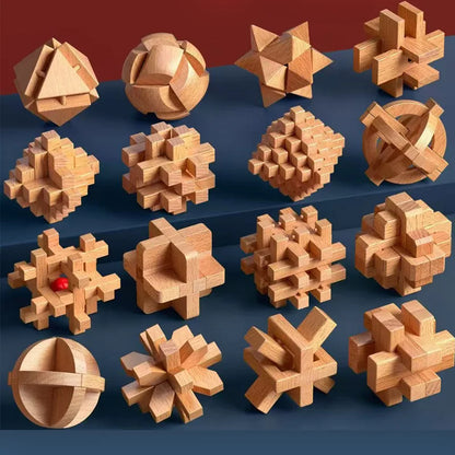 3PCS Set LuBan Lock Wooden Puzzle Brain Teaser IQ Test Toys Educational Mind Games For Adults Kids Unlock Interlock Game