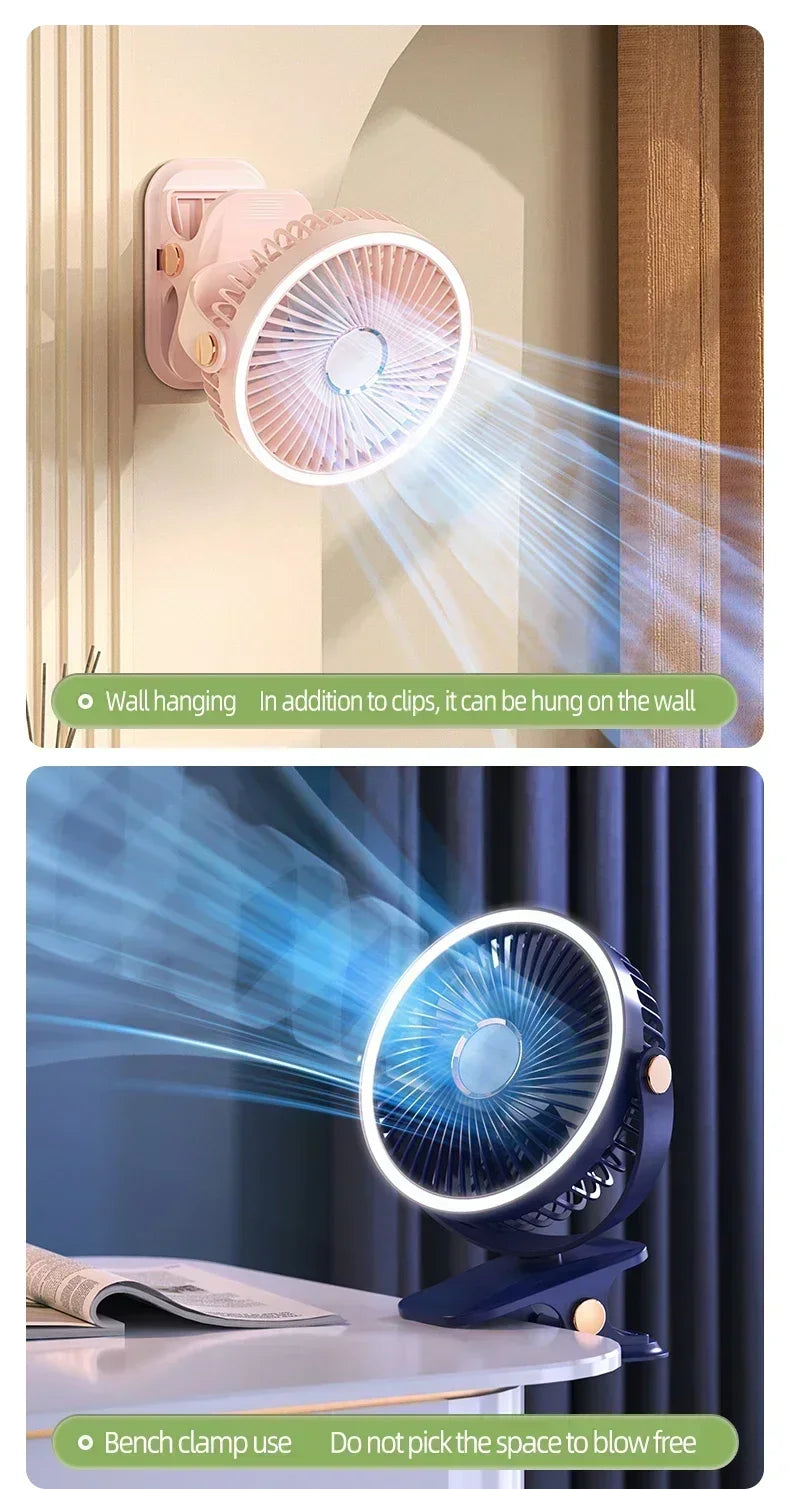 Car Rechargeable Desktop 2000mAh Portable Outdoor Home Fan Air Cycle Device Wireless Ceiling Mounted WithLED Light Clip on Amagi