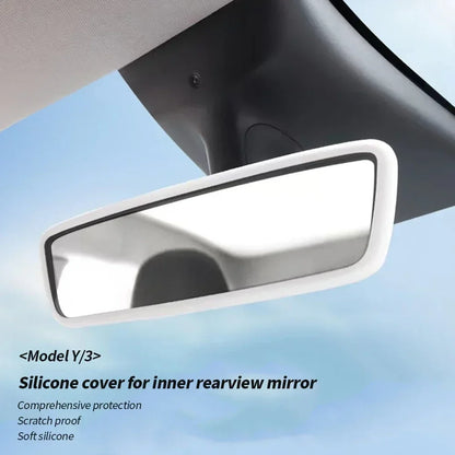 Silicone Rear View Mirror Protector Frame for Tesla Model 3 Y S X Center Console Accessories Interior Rearview Cover Rubber Case