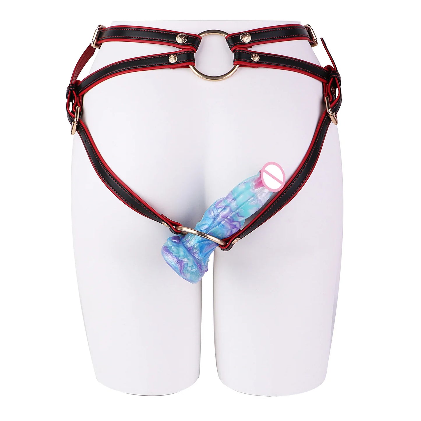 ANOSX Male Chastity Cage Twin-Wing Lock Oath Bearer Pants Back Strap On Dildo Restraint Urethral Leather Harness Men's Underwear