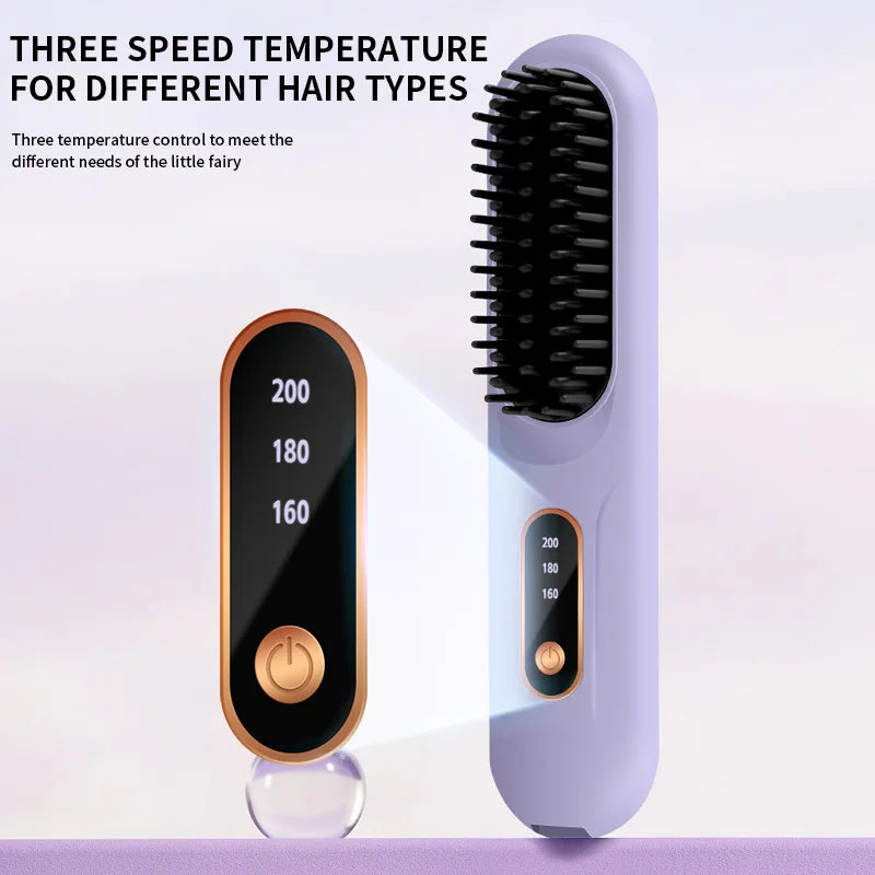 USB charging straight hair comb portable straightener 3-speed temperature control standby 60 minutes size 20CM