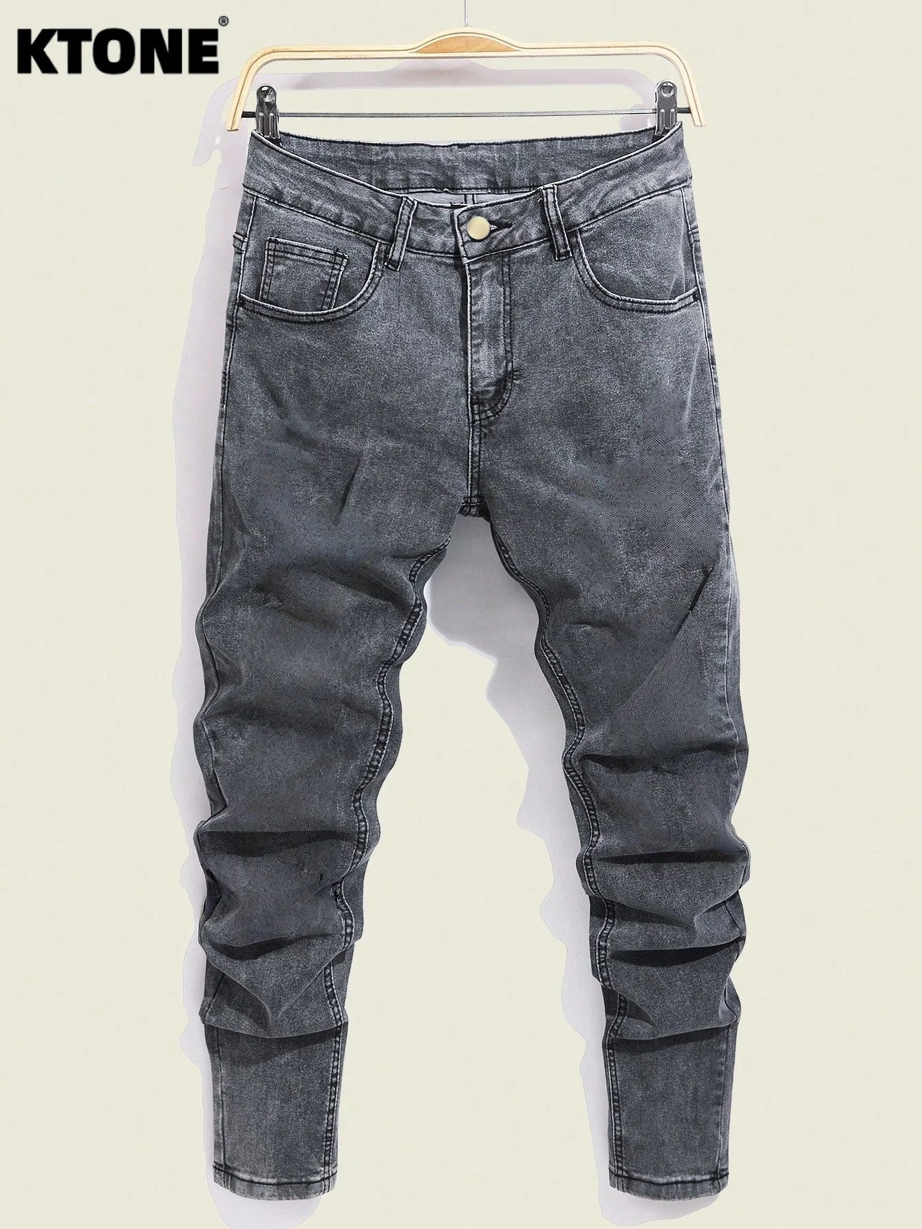 Modern Gray Men's Slim Jeans For Man Original Y2K Drip Fashion Denim Pants No accessories or belts included