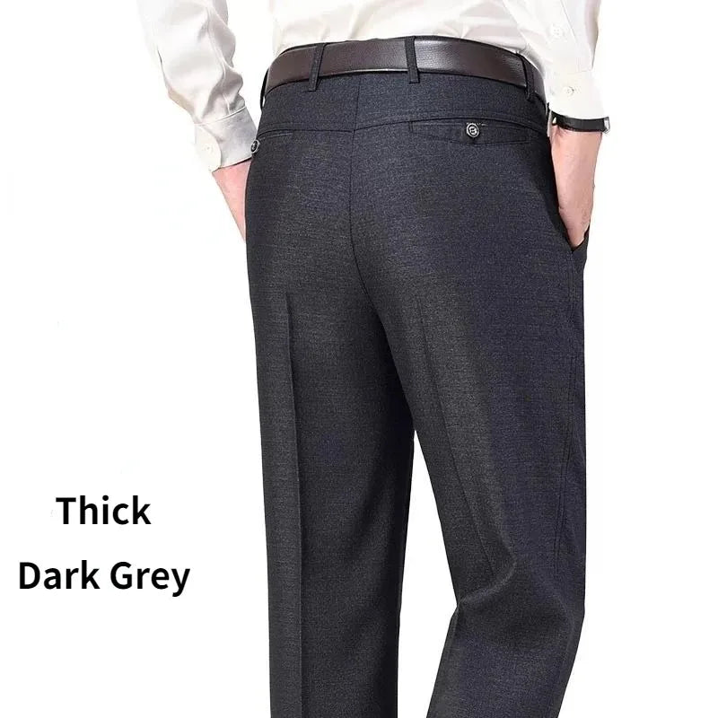 New Design Autumn Men Casual Pants Thick Loose Male Pant High Waist Straight Trousers Business Fashion Pants Man Plus Size 28-40