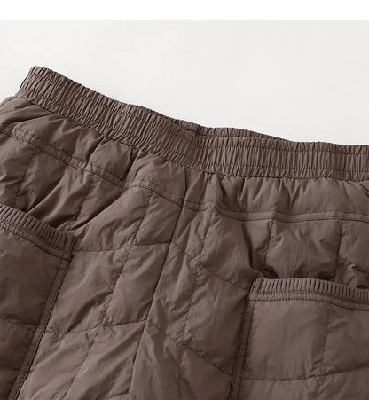 Women's Quilted Pants Casual Lightweight Thickened Warm Harem Style Straight Leg High Waist Long Trousers Winter Fashion
