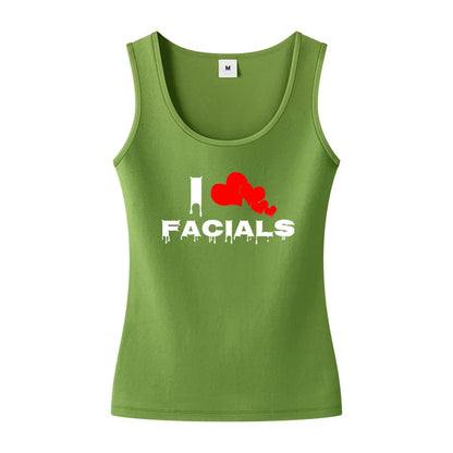 Wet Font I Love Facials Design Sexy Naughty Tank Tops Hotwife Humorous Flirt Sleeveless T-Shirt Swinger Cotton Sports Tee