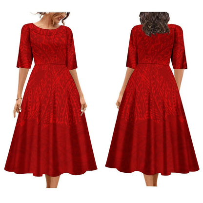 Tribal Clothing Polynesian Men Shirt Hawaiian Print Customized Large Round Neck Women Dress Couple Fashion Elegant Match