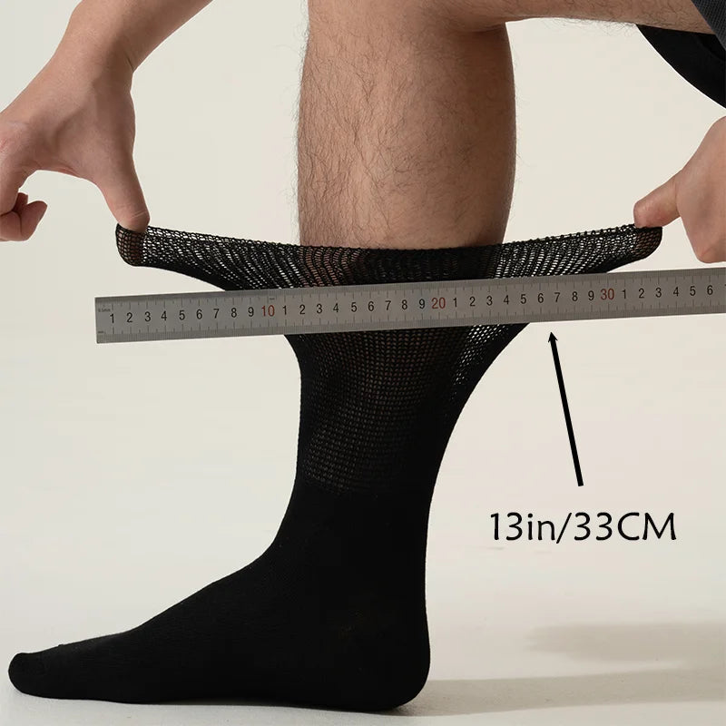 6Pairs Comfortable and Supportive Diabetic Socks for Men Moisture wicking Fabric Non-binding Top business socks