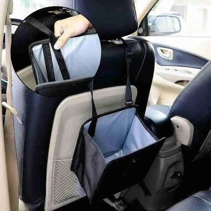 1pc Durable Oxford Cloth Car Trash Can - Multi-functional Folding Hanging Storage Bag, Zipper Compartment, Practical Design