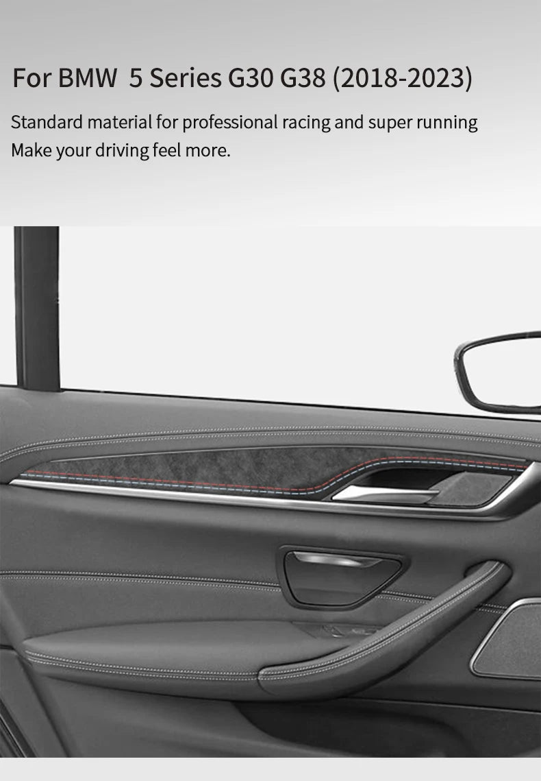 For BMW 5 Series G30 G38 Car Door Inner Handle Decorative Trim Frame Sticker Premium Interior Accessories Made of Alcantara