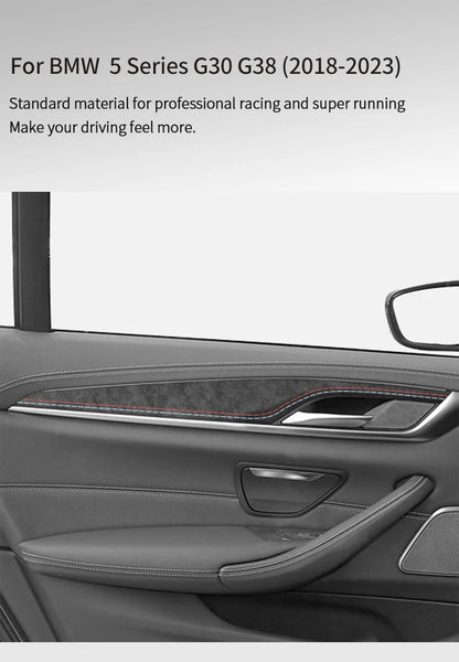 For BMW 5 Series G30 G38 Car Door Inner Handle Decorative Trim Frame Sticker Premium Interior Accessories Made of Alcantara