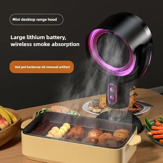 Portable Desktop Range Hood Rechargeable Air Filter Kitchen Exhaust Fan for BBQ Hot Pot Indoor Cooking Tabletop