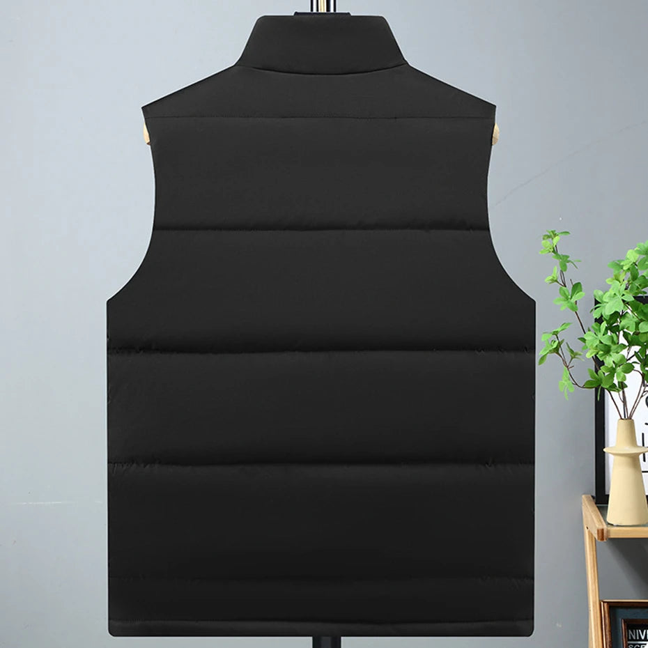 Winter Thick Vest Men 10XL 11XL Plus Size Vests Winter Padded Vests Male Fashion Casual Solid Color Sleeveless Jacket Big Size