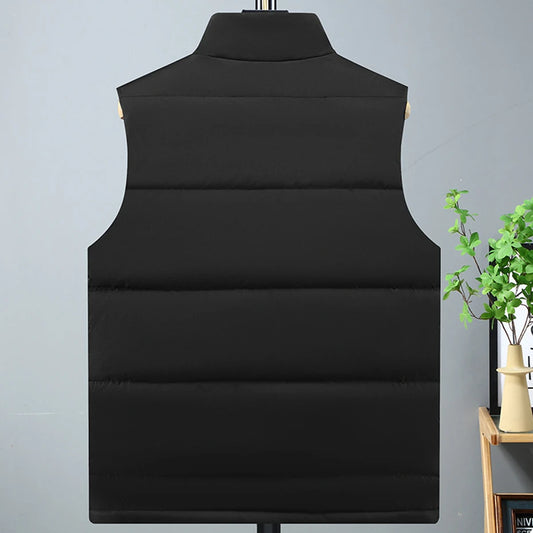 Winter Thick Vest Men 10XL 11XL Plus Size Vests Winter Padded Vests Male Fashion Casual Solid Color Sleeveless Jacket Big Size