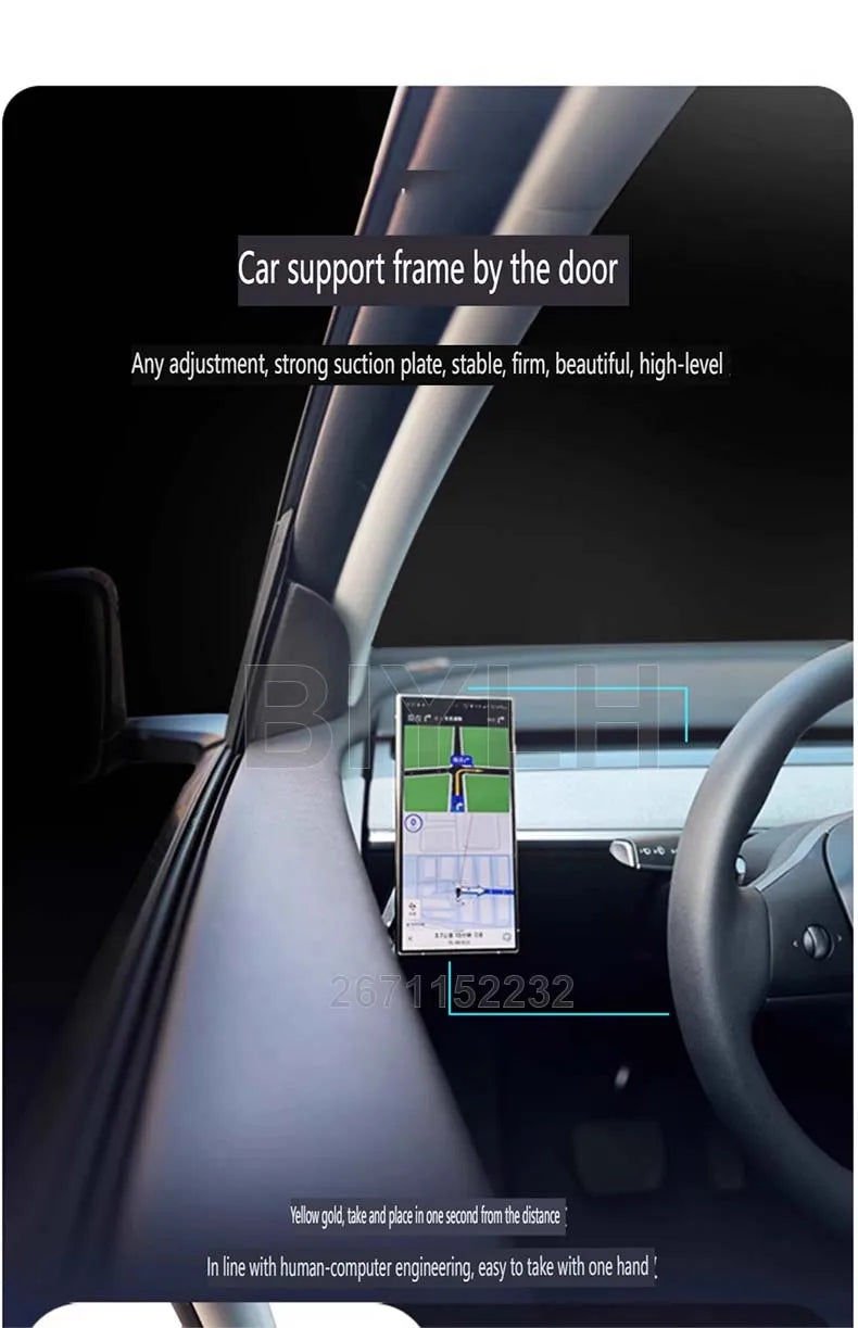 Car Metal Mobile Phone Holder For Tesla MODEL Y Model 3 Highland 2025 Powerful Magnetic Door Side Mobile Phone Holder Accessorie