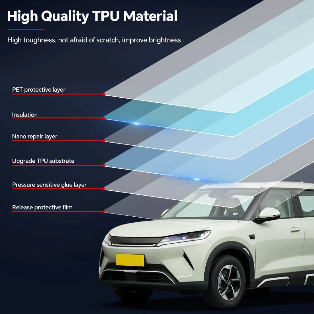 Paint Protection Film Clear Vinyl Gloss Self Healing Wrap Precut Full Car Anti-Scratch UV Protection For BYD Yuan UP ATTO 2 2024