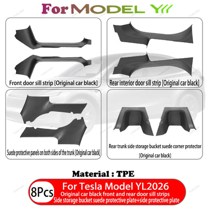 2 4 6 8 Pcs For Tesla New Model YL 2026 TPE Front Rear Door Sill Protector Threshold Strip Anti-kick Guard Panel Waterproof Pad