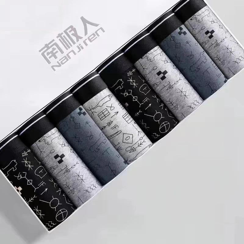 Men Underwear Boxer Shorts Men'S Panties Soft Middle 100% Cotton Male Underpants Man Sexy Boxer Pants Shortsplus Size 8pcs