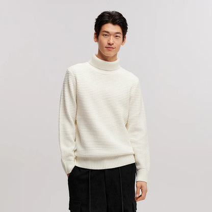 Semir Men High Neck Inner Wear 2024 New Winter Sweater Textured Cable Knit Base Layer Sweater Solid Color Knitted Sweater
