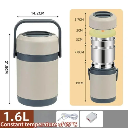 304 Stainless Steel Electric Thermal Lunch Box, Car Heating Constant Temperature Portable Bento Box, Large Capacity